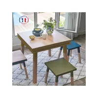 table de cuisine carrée avec tiroir 80 cm, 100% frêne massif eg2-009tr80
