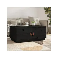 table basse table de salon  bout de canapé noir 80x50x35 cm bois massif de pin meuble pro frco39073