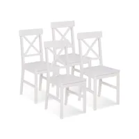 lot de 4 chaises de cuisine avec croisillons  suzanne bois blanc