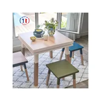 table de cuisine carrée avec tiroir 80 cm, 100% frêne massif eg2-009gm80
