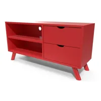 meuble tv scandinave bois viking  rouge vikingtv-red