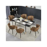 table de salle à manger extensible 4 a 6 personnes pour salon cuisine, cadre métallique robuste, style industriel rétro, noir et or, 120-160x80x75cm