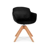 chaise avec accoudoirs 'berni' en velours noir et pieds en bois naturel chaise avec accoudoirs 'berni' en velours noir et pieds en bois naturel