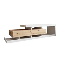 olga - meuble tv - bois et blanc - 198 cm - style scandinave - bestmobilier - bois et blanc