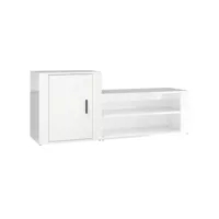moderne armoire à chaussure blanc brillant 130x35x54 cm bois ingénierie - meuble étagère à chaussures