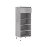 moderne armoire à chaussures gris béton 40x36x105 cm bois d'ingénierie - meuble étagère à chaussures