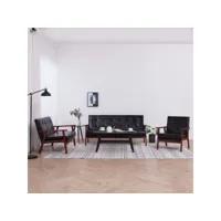 ensemble de canapés 3 pcs，banquette sofa pour salon noir similicuir cniw601389