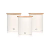 nordic 3 boîtes de cuisine en acier au carbone, couvercle en bambou 3 x 0,84 l, swan, nordic, , blanc