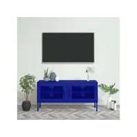 meuble tv - armoire de tv  banc tv  pour salon bleu marine 105x35x50 cm acier -neww27983