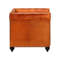 vidaxl fauteuil chesterfield brun roux cuir véritable 283754