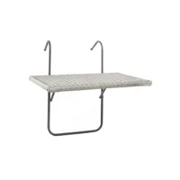 table de balcon pliante avec dessus en osier 60x40 cm gris