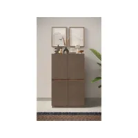 armoire de rangement 4 portes collection fanzy. coloris marron et chêne foncé
