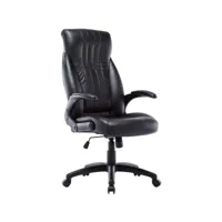 fauteuil de bureau ergonomique, chaise office en simili cuir dossier haut et appui tête, siège exécutif inclinable, noir - intimate wm heart