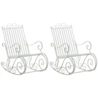 lot de 2 fauteuils à bascule smilla en fer forgé , blanc