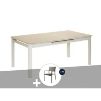 ensemble table de jardin extensible, rectangulaire en aluminium milos ivoire avec 10 chaises  - jardiline