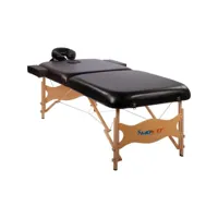 movit® table de massage - pliable, réglable en hauteur, appuie-tête, accoudoir, sac de transport, léger, capacité de 250 kg, bois, noir - table de massage, lit de massage, physiothérapie