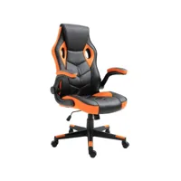 fauteuil de bureau chaise gamer ergonomique réglable pivotant orange/noir bur10402