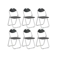 lot de 6 chaises de salle à manger cuisine pliantes design simple synthétique noir cds022779