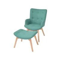 fauteuil avec repose-pied  fauteuil de relaxation fauteuil salon vert tissu meuble pro frco41138