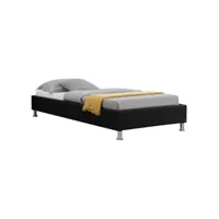 lit futon simple pour adulte ou enfant nizza 90x190 cm 1 place, 1 personne, avec sommier et pieds en métal chromé, tissu noir