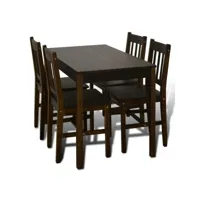 table de salle à manger et 4 chaises pin massif marron dina