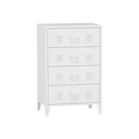 commode stylée meuble de rangement pratique métallique hämeenlinna avec 4 tiroirs acier 92 x 80 x 40 cm blanc helloshop26 03_0006838