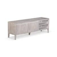 meuble tv bois gris 160x40x55cm - décoration d'autrefois