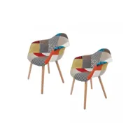 lot de 2 fauteuils fait main ace multicolore 61x62 fsc en polyester doux et soyeux