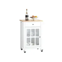sobuy fkw98-wn chariot de service desserte de cuisine à roulettes meuble de rangement pour cuisine et salon blanc