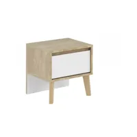 table de chevet 1 tiroir décor chêne et blanc - sidoine 67483102