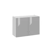 cuisineandcie - meuble haut de cuisine eco gris brillant 2 portes l 60 cm