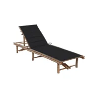 transat chaise longue bain de soleil lit de jardin terrasse meuble d'extérieur avec coussin bambou helloshop26 02_0012285