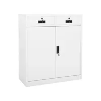 armoire de bureau blanc 90x40x102 cm acier
