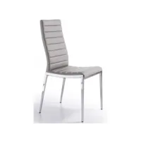 chaise capitonnée design simili cuir et acier chromé dina-couleur aqua 04 beige