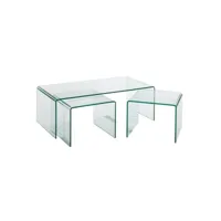 set de 3 tables gigognes mainty en verre transparent 20100998786