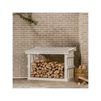 support pour bois de chauffage porte-bûches - abri de stockage pour jardin - blanc 108x64,5x77 cm bois de pin meuble pro frco23515