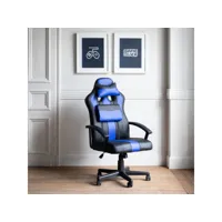 fauteuil de bureau gamer noir et bleu crash