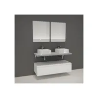 meuble de salle de bain will - plan suspendu 120 cm + equerres + meubles tiroir + vasques + miroirs
