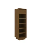 moderne armoire à chaussures marron miel 30x34x105cm bois de pin massif - meuble étagère à chaussures