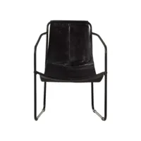 fauteuil confortable - chaise de salon de relaxation noir cuir véritable pwfn79450