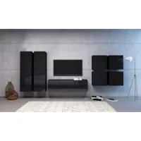 ensemble de meubles de salon 4 - noir/noir brillant - style moderne vivo set 4