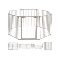 giantex barrière de sécurité pour bébé, animaux enfant grille de protection cheminée pare-feu de cheminée, 500x74,5cm avec 8 pans, blanche
