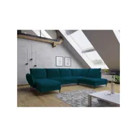 canapé d'angle panoramique rosali pieds industriel turquoise angle droit