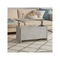 table basse table de salon  bout de canapé gris béton 102x55,5x52,5 cm bois d'ingénierie meuble pro frco42867