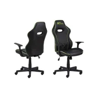 chaise de bureau pour gamer effet cuir - noir et vert