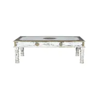 table basse bois, bronze blanc 140x80x45cm - bois-bronze - décoration d'autrefois