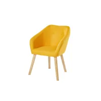 fauteuil hilda  en tissu jaune avec pieds en bois