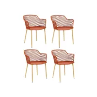paris prix - lot de 4 fauteuils design malaga 80cm terracotta