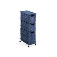 versa mannheim armoire de salle de bain, commode organisation, caisson à tiroirs avec 3 tiroirs pour organiser, rangement moderne, dimensions (h x l x l) 57 x 28 x 15,5 cm, nylon, couleur: bleu 19480347