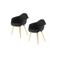 lot de 2 fauteuils fait main abi noir 64x62 en polyester doux et soyeux